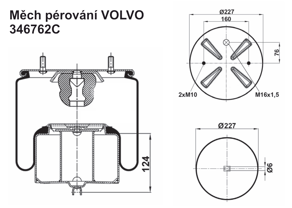 Měch pérování kompletní přední Volvo FH 12
